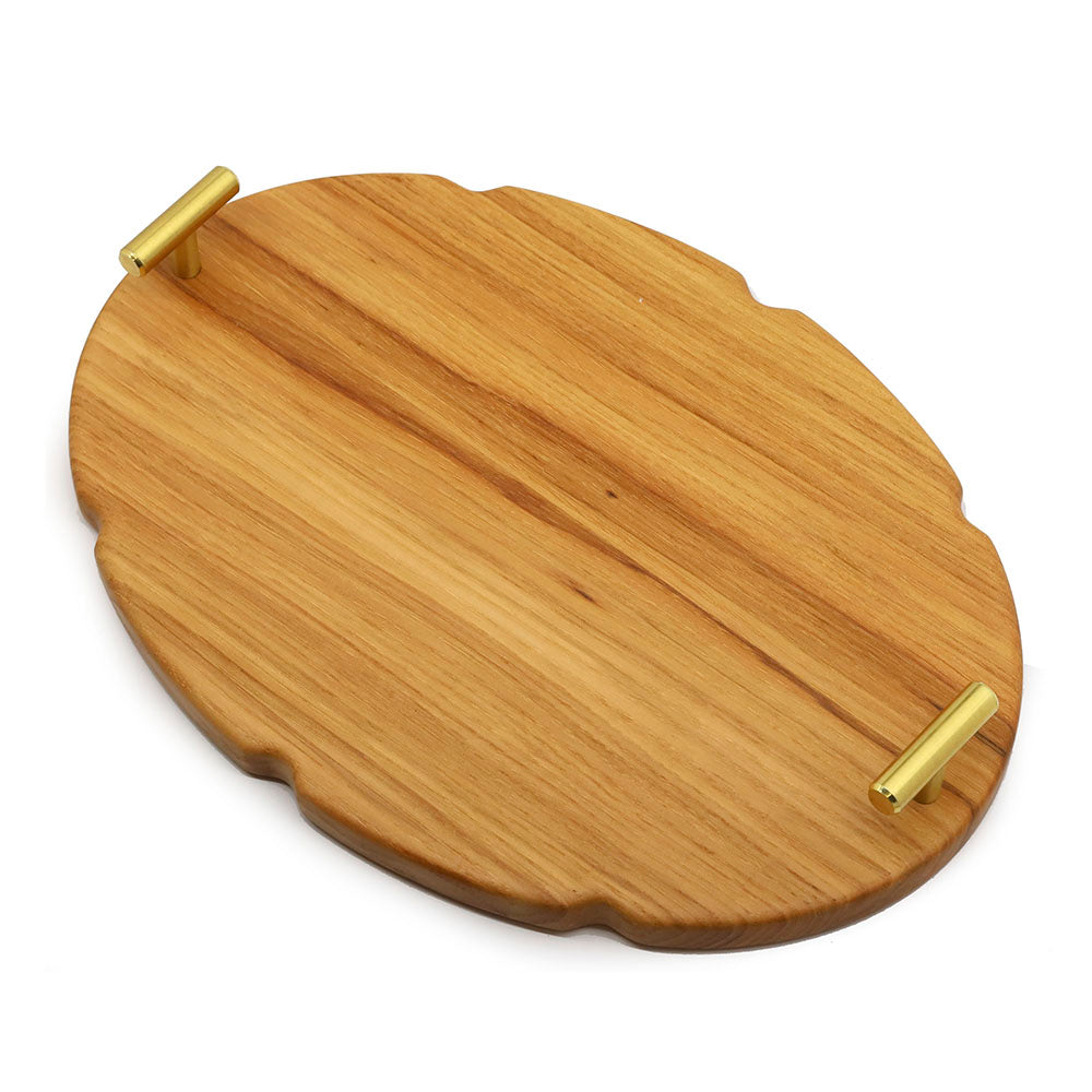 Hickory Tray with Brushed Brass Handles