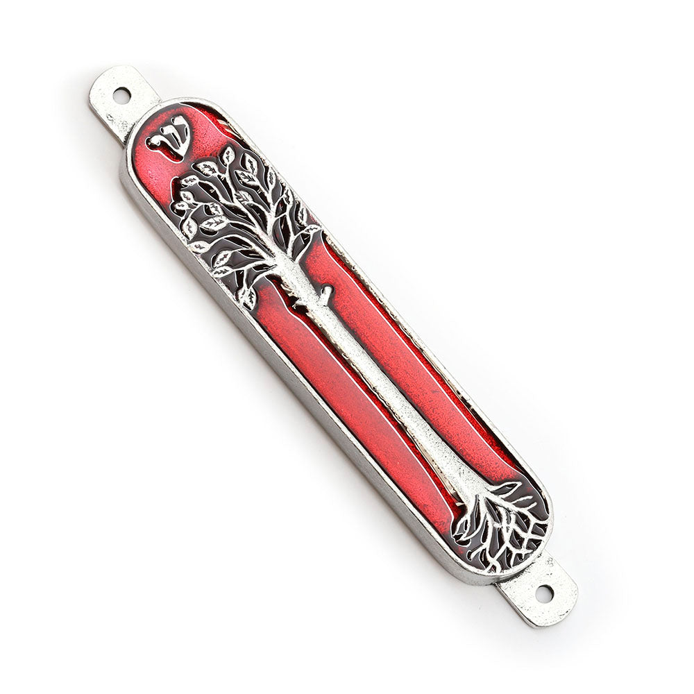 Tree of Life Pewter and Enamel Mezuzah