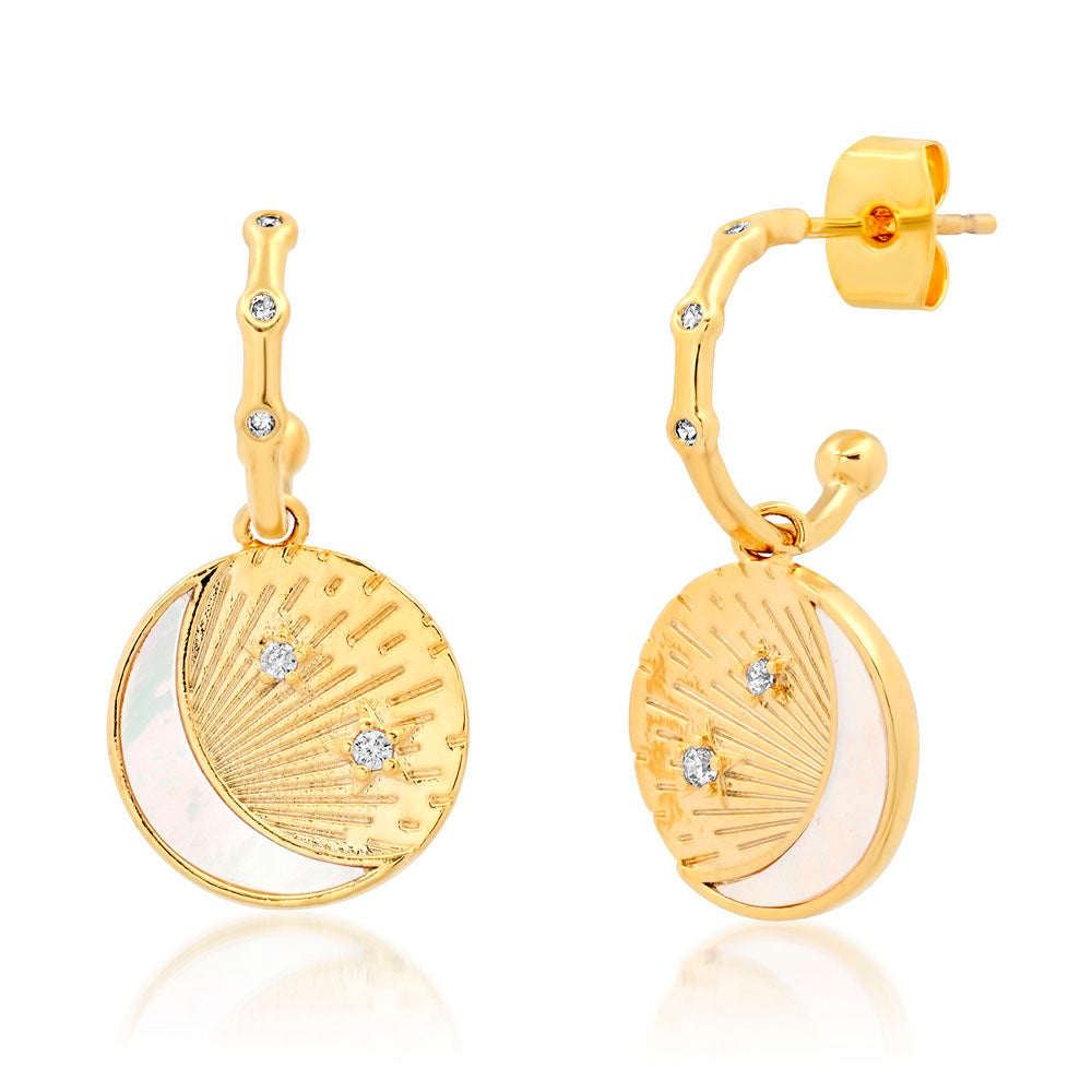Mother Moon Crescent Huggie Hoops