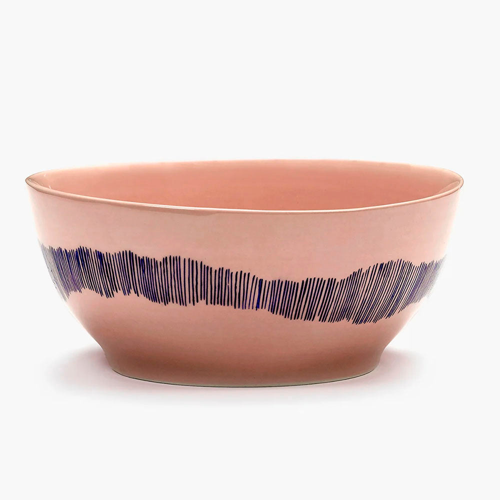 Bowl S Pink with Blue Stripes - Feast by Ottolenghi