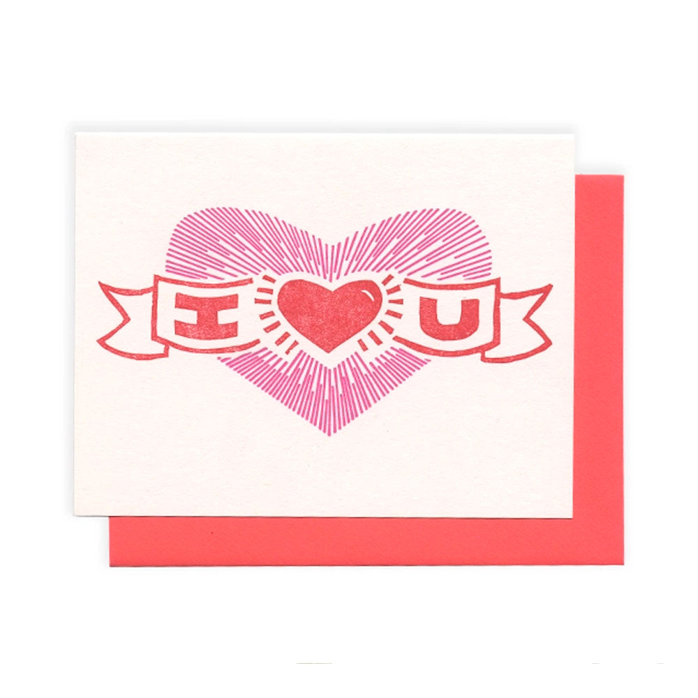 I Heart U Banner Greeting Card