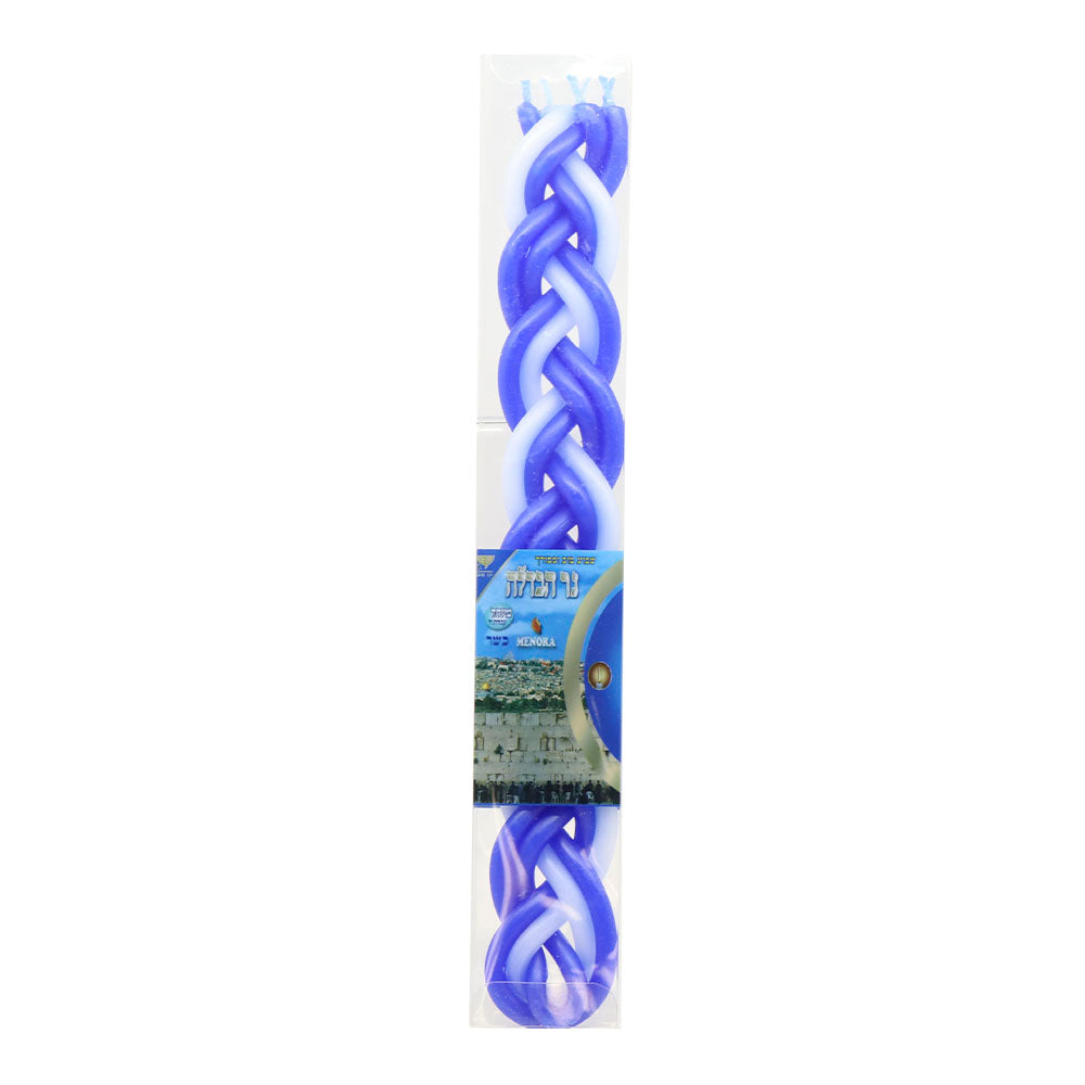 Havdalah Candle Woven in Blue & White