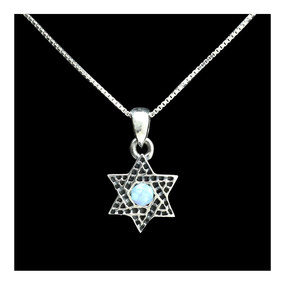 Sterling Star of David with Opal Necklace