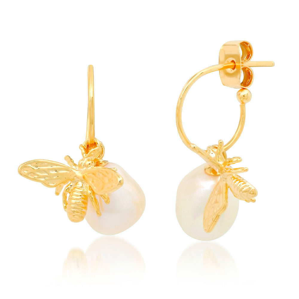 Bee and Pearl Earrings