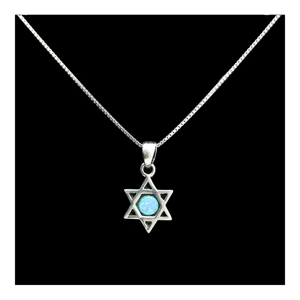 Sterling Star of David with Opal Necklace