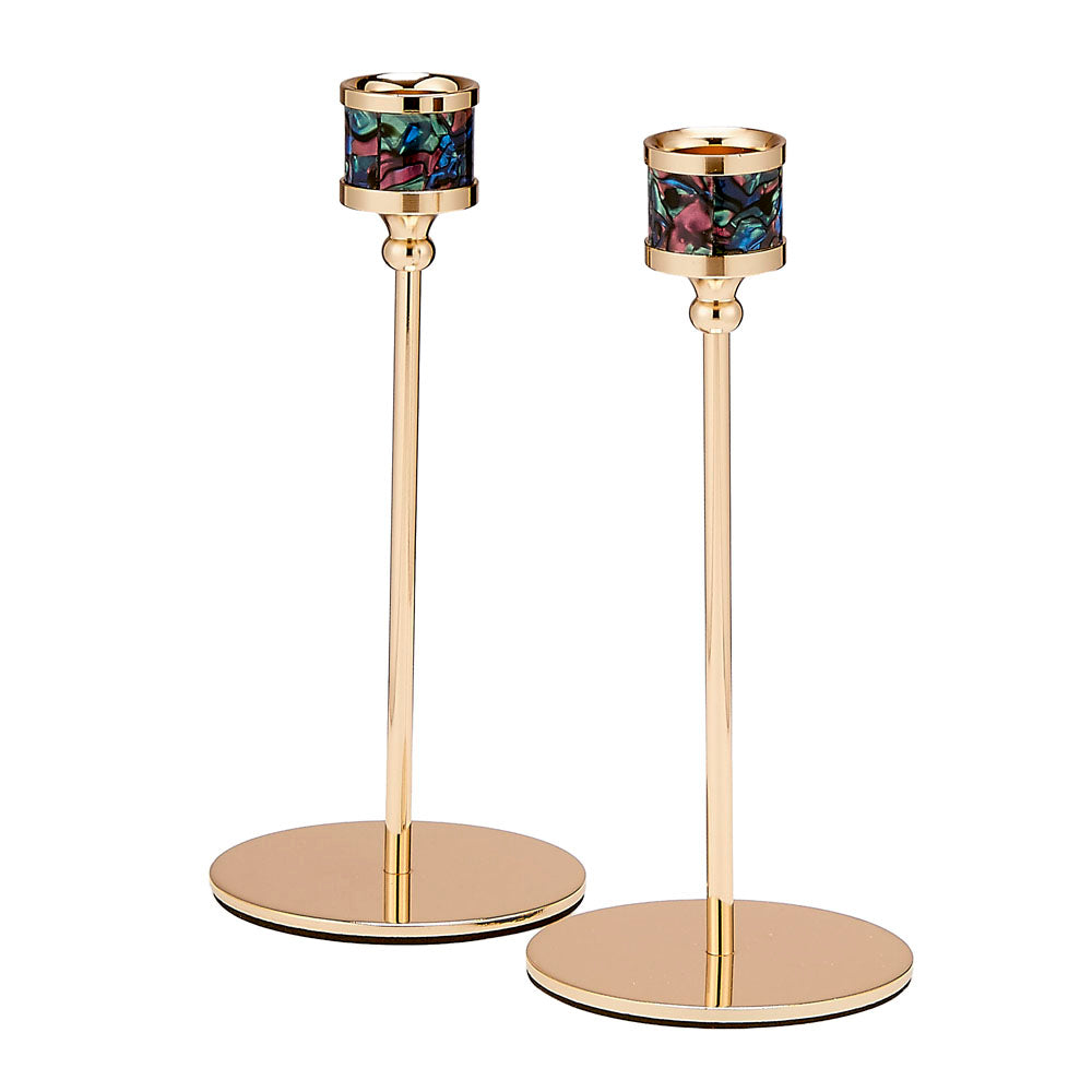 Set of 2 Goldtone Shabbat Candlesticks