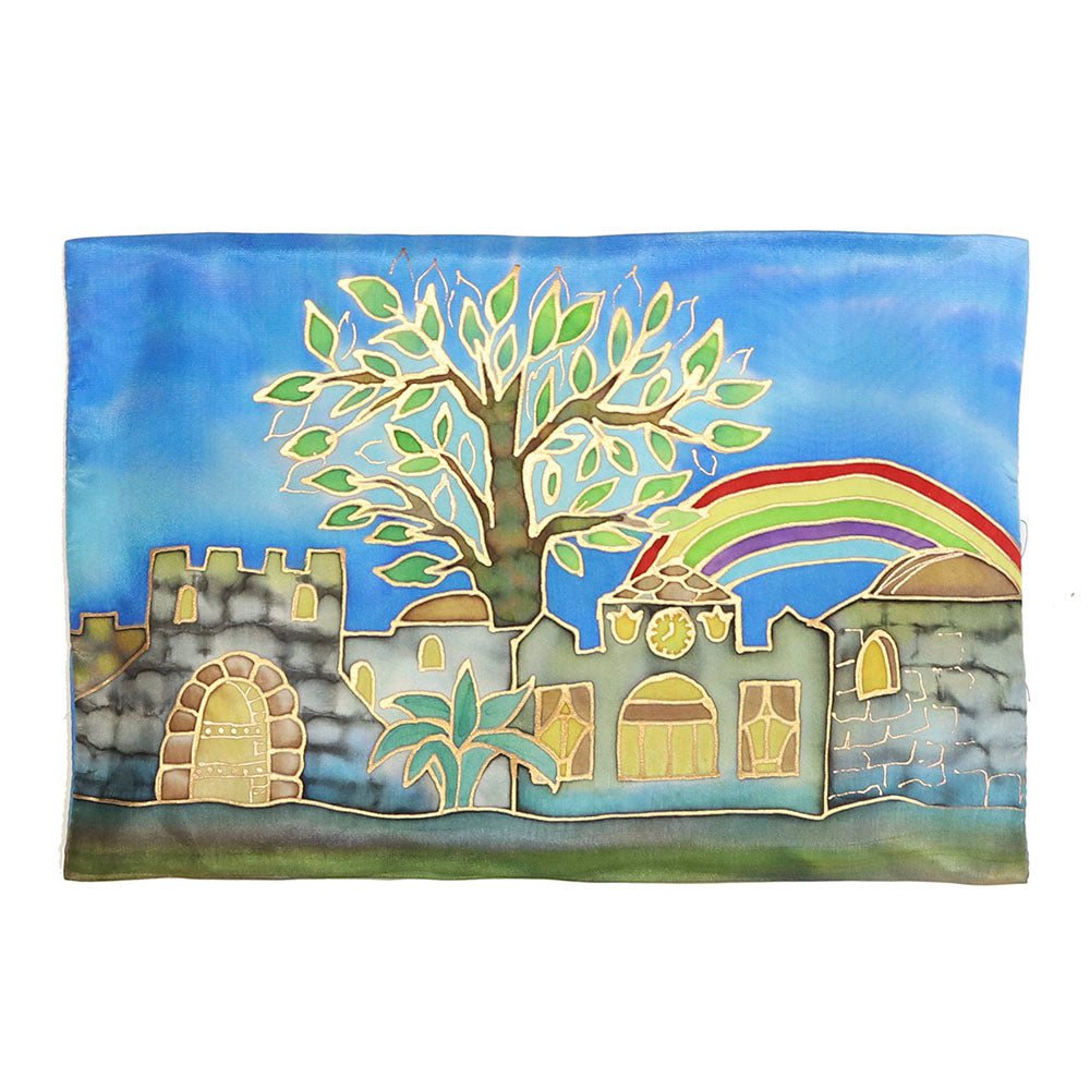 Silk Tree Tallit Set with Gray Jerusalem