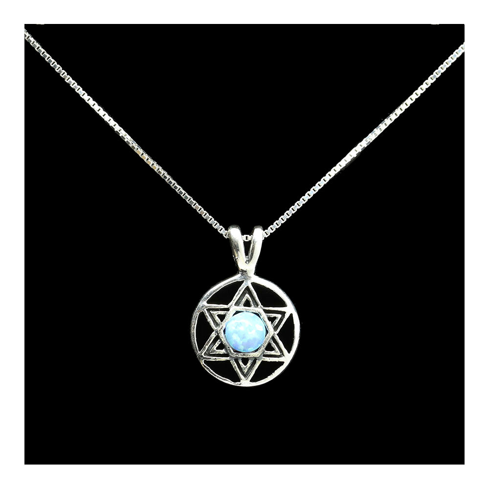 Sterling Medallion Star of David with Opal