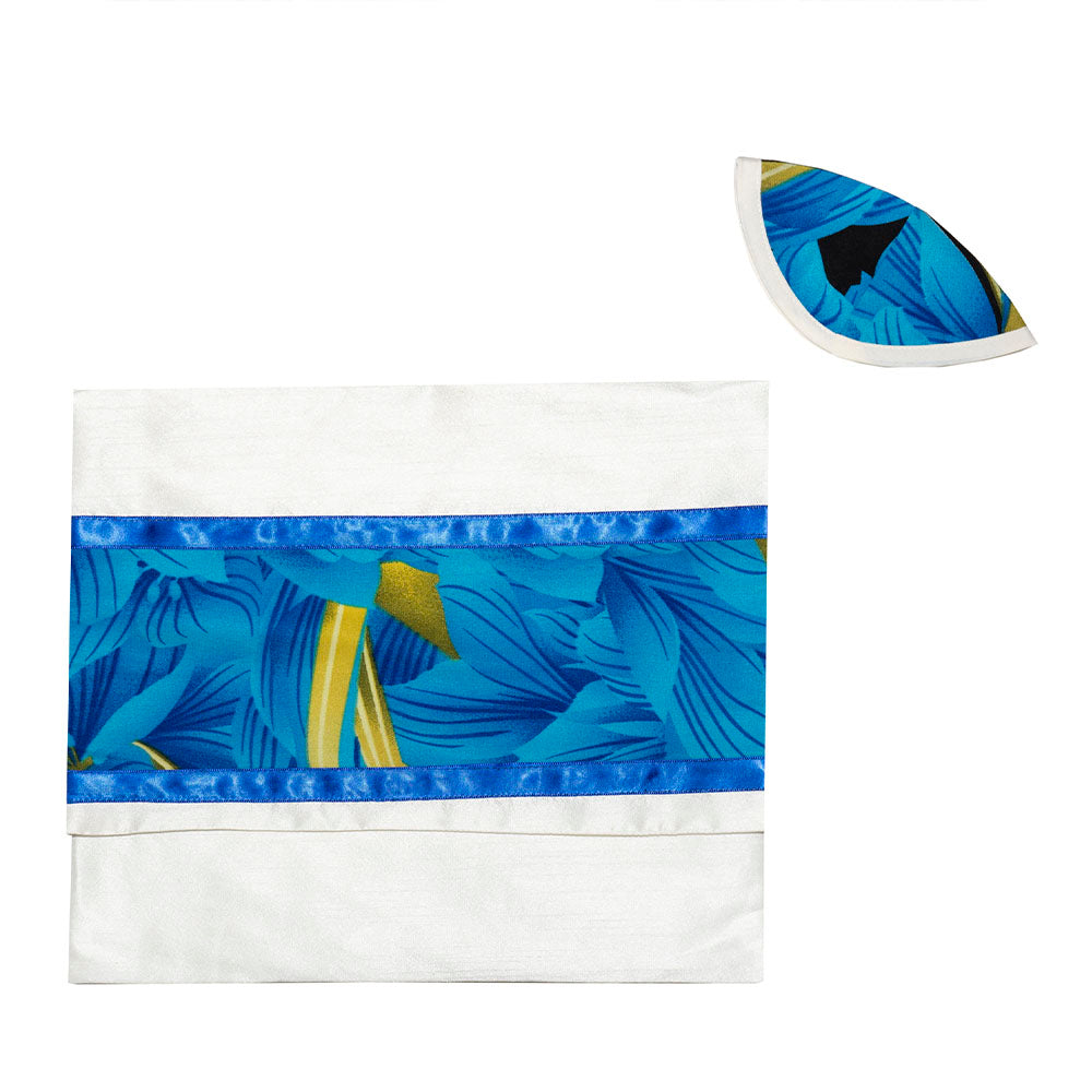 Floral Blue Tallit Set