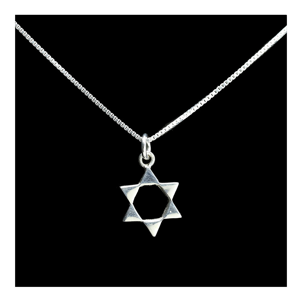 Sterling Solid Star of David Necklace