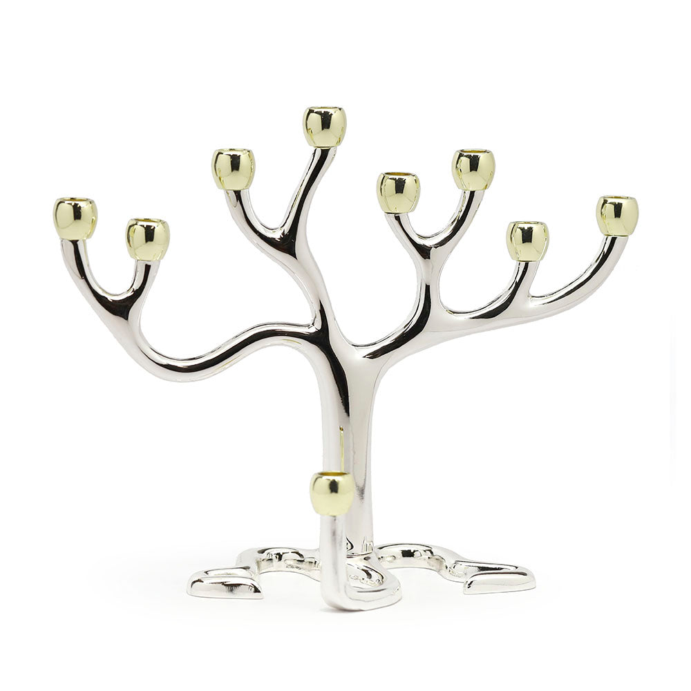 Tree of Life Hanukkiah w/ Gold Tone Cups