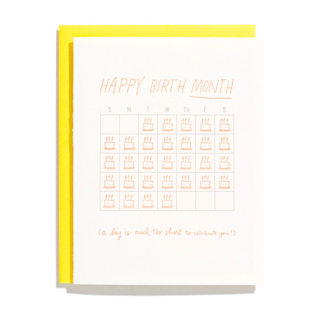 Happy Birth Month - Letterpress Greeting Card