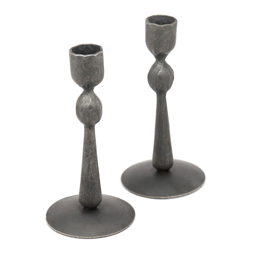 Ball Taper Candlestick Pair in Iron
