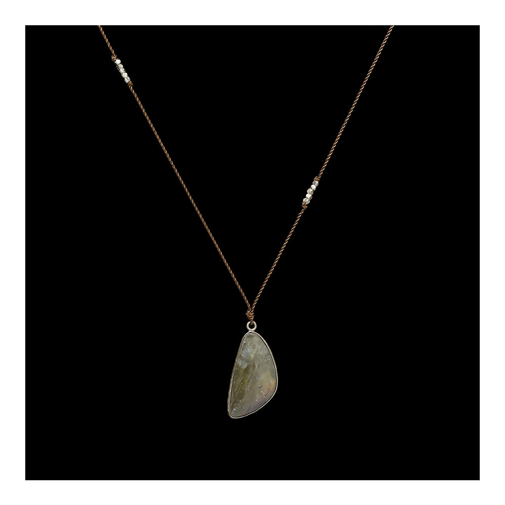 Long Labradorite with Silver Necklace