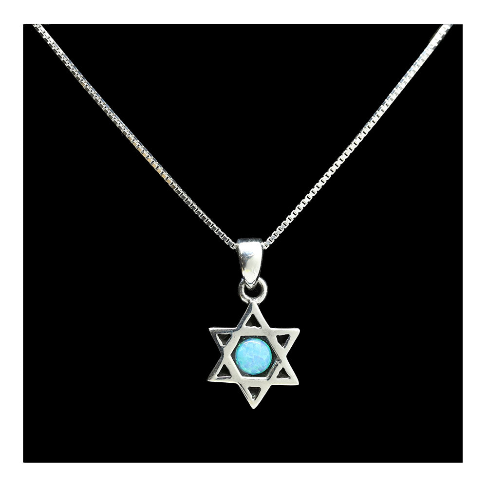 Sterling Star of David and Opal Necklace