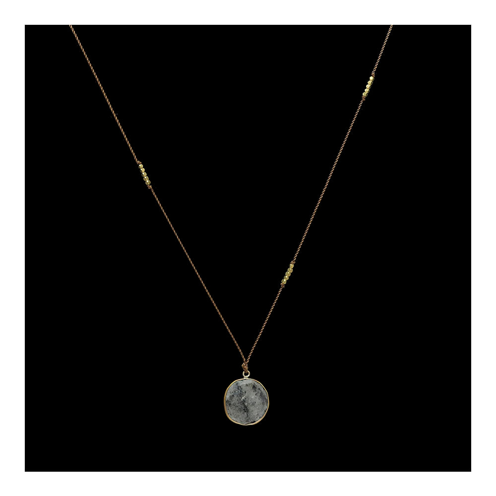 Tourmalated Quartz and Brass Necklace