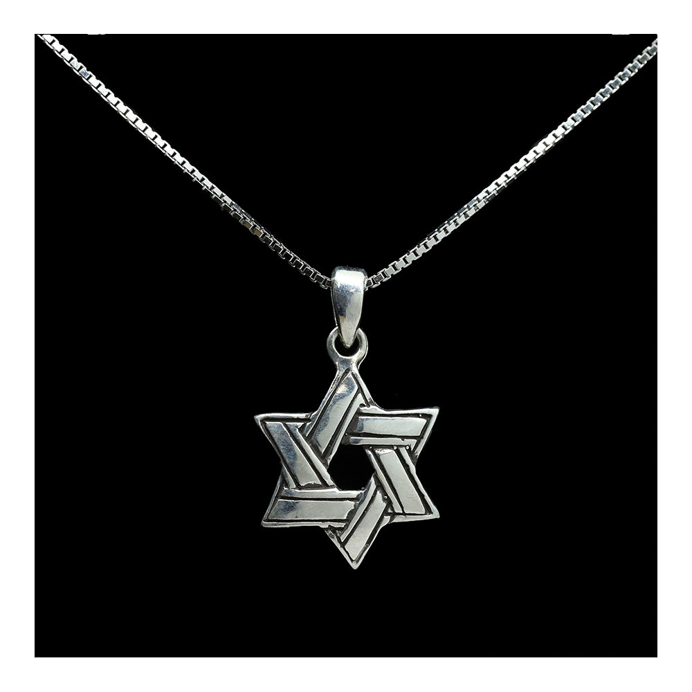 Sterling Woven Oxidized Star Necklace