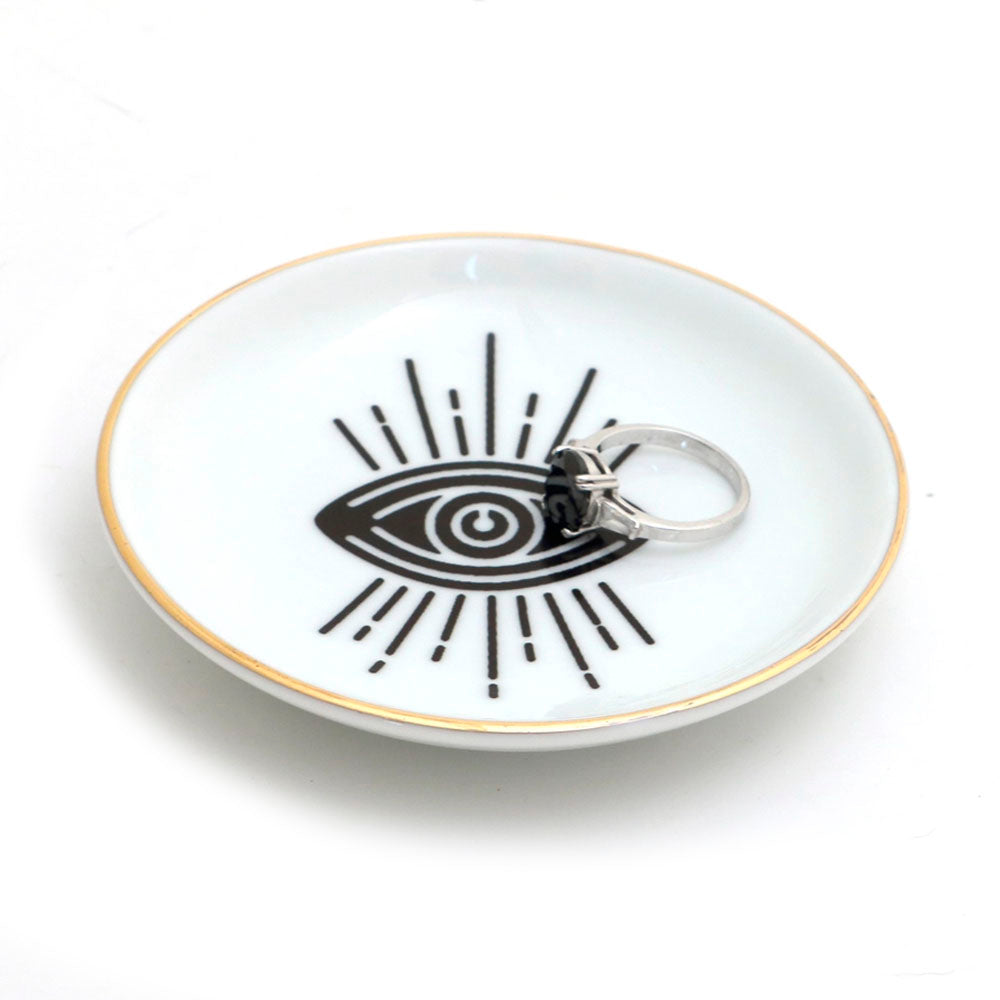 Eye Ring Dish, Ring Holder with 22 K Gold