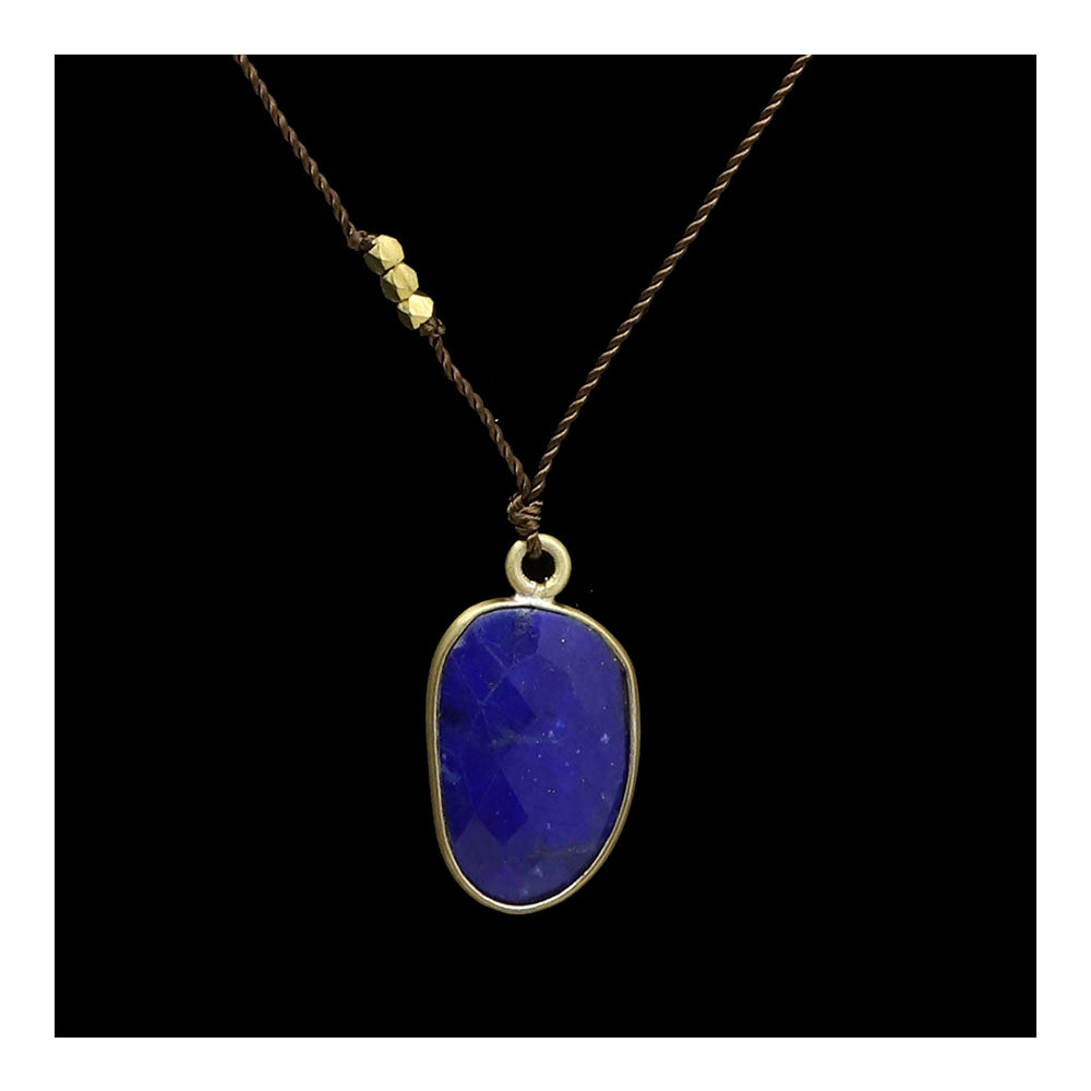 Lapis with Brass Necklace