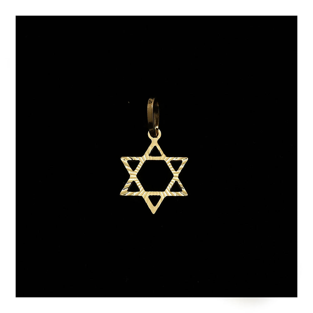 14K Gold Star of David with Rays Necklace