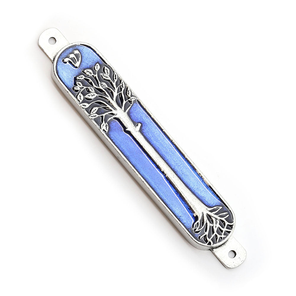 Tree of Life Pewter and Enamel Mezuzah