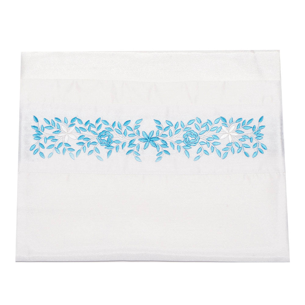 Light Blue Floral Embroidery Tallit Set