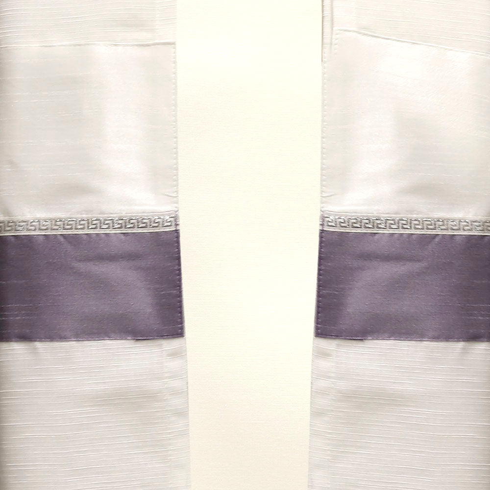 Tallit Set White Chiffon with Silver & Lavender