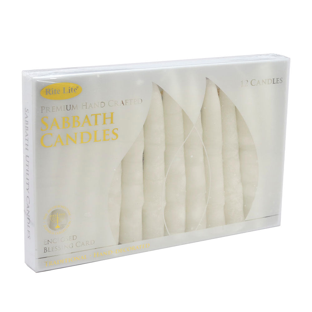Frosted White Shabbat Candles