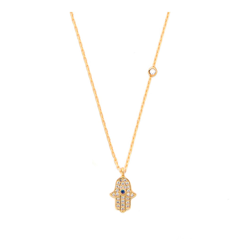 Cz Hamsa Pendant Necklace