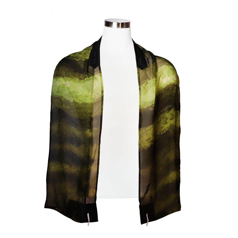 Lime and Black Tie Dye Chiffon Tallit Set