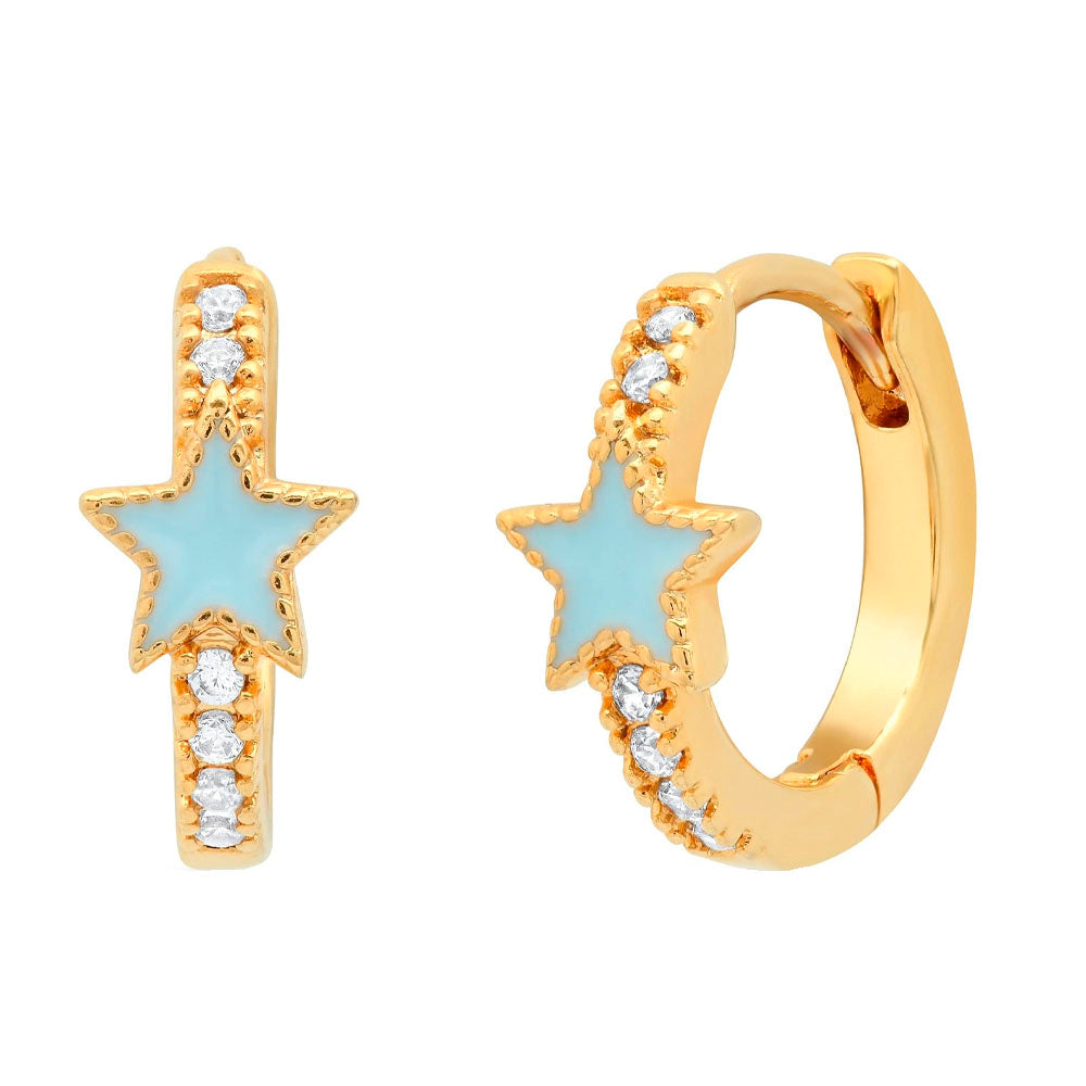 Star Enamel Huggie Earrings