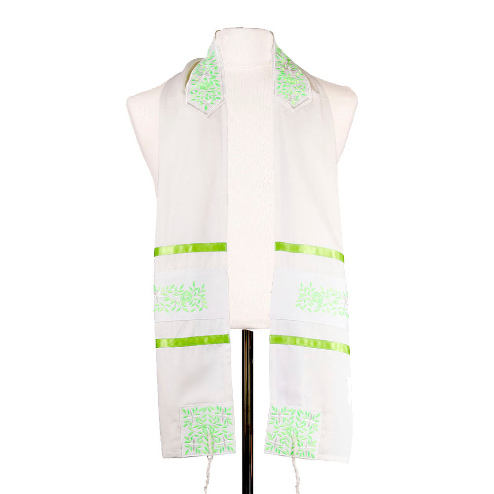 Tallit Set- Lime Green Flowers