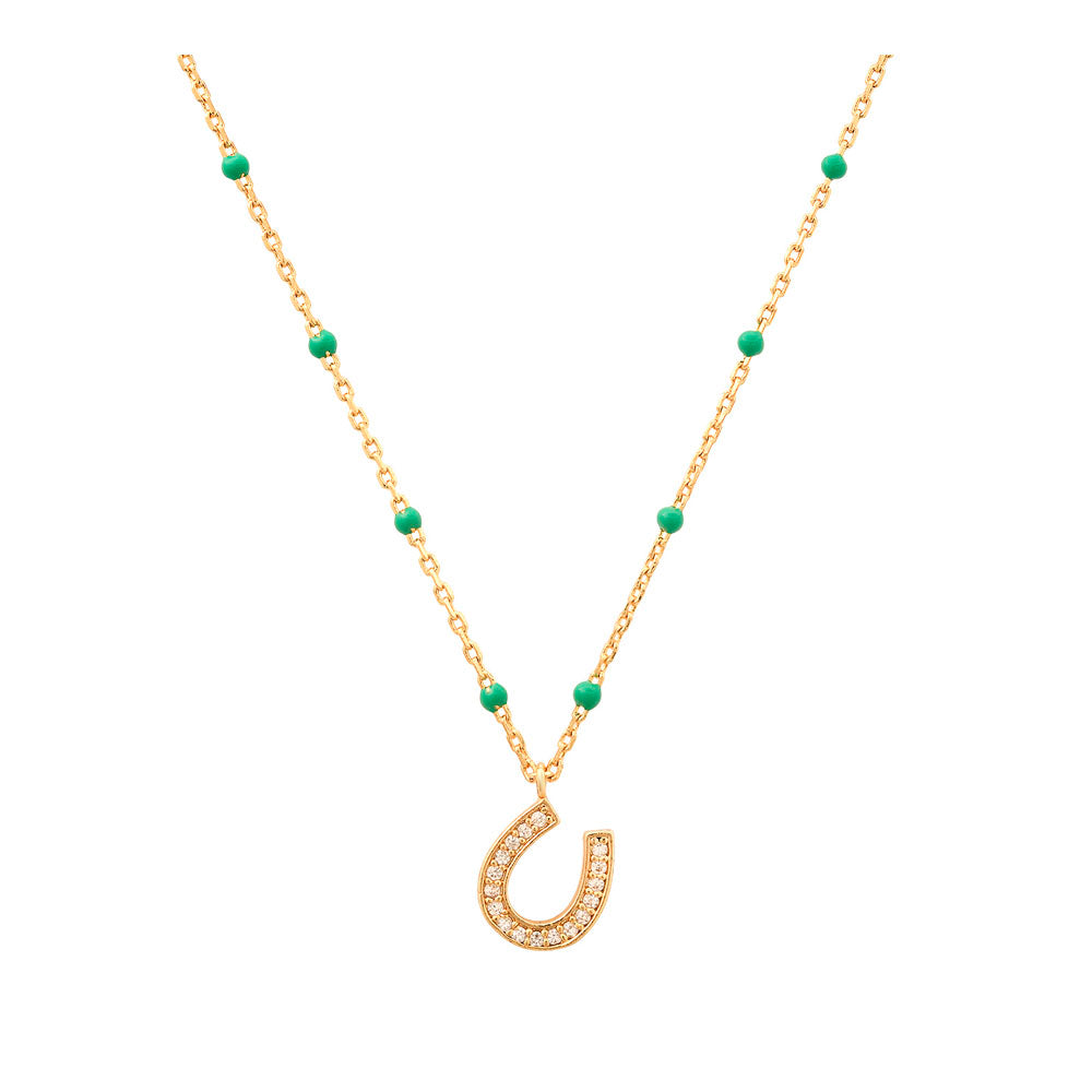 Horseshoe Enamel Pendant Necklace