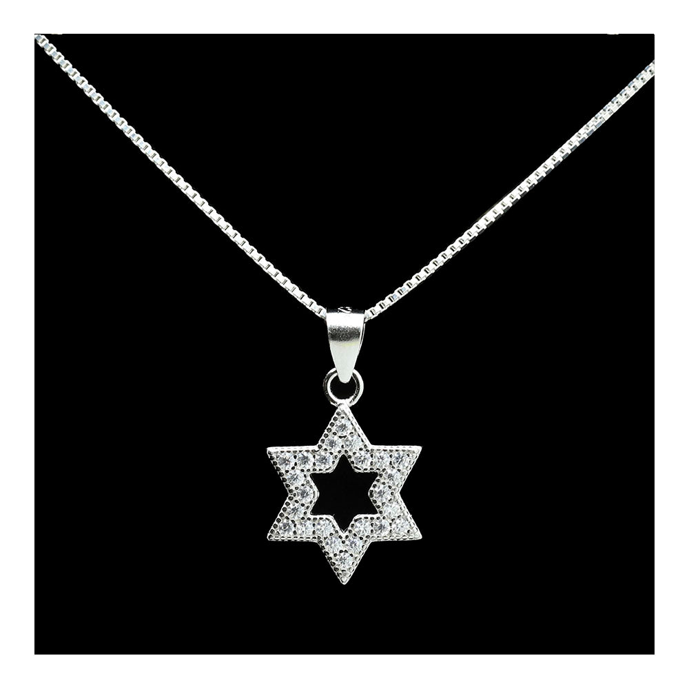 Sterling Star of David with Gems Necklace