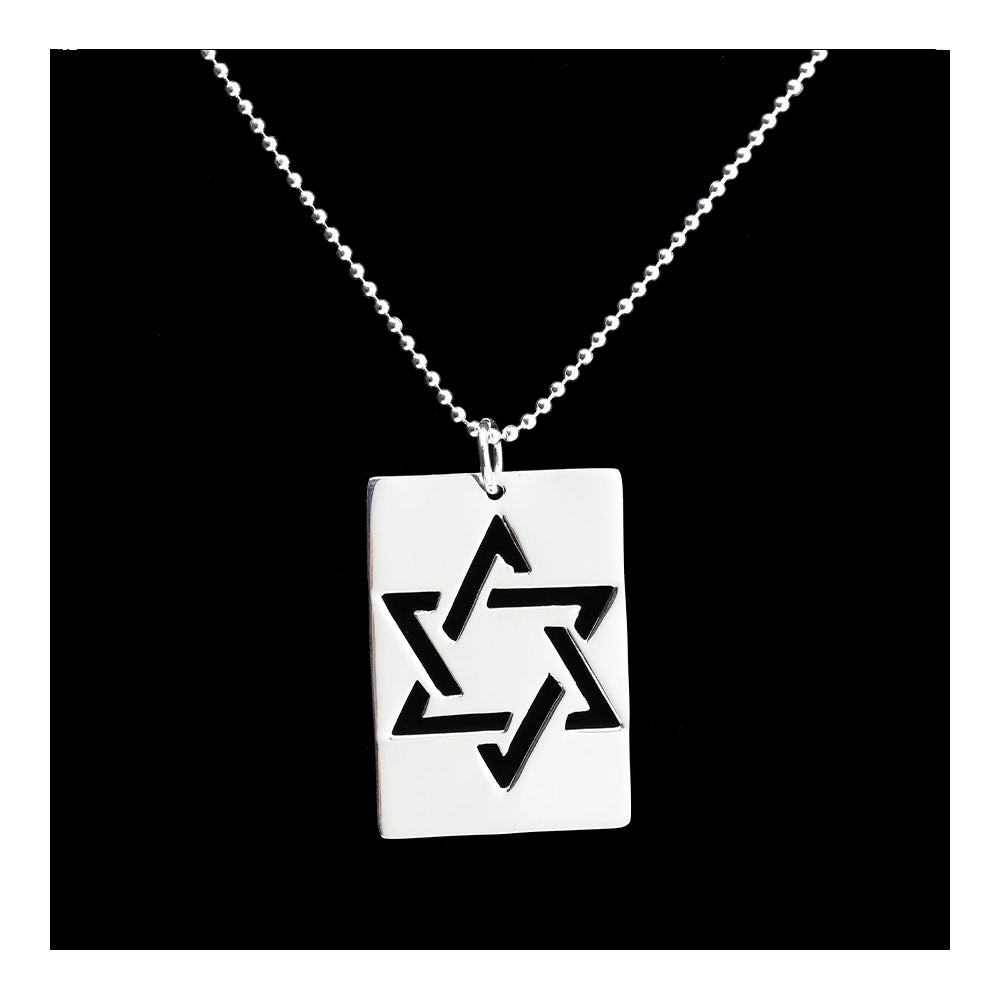 Sterling Star of David Dog Tag Necklace