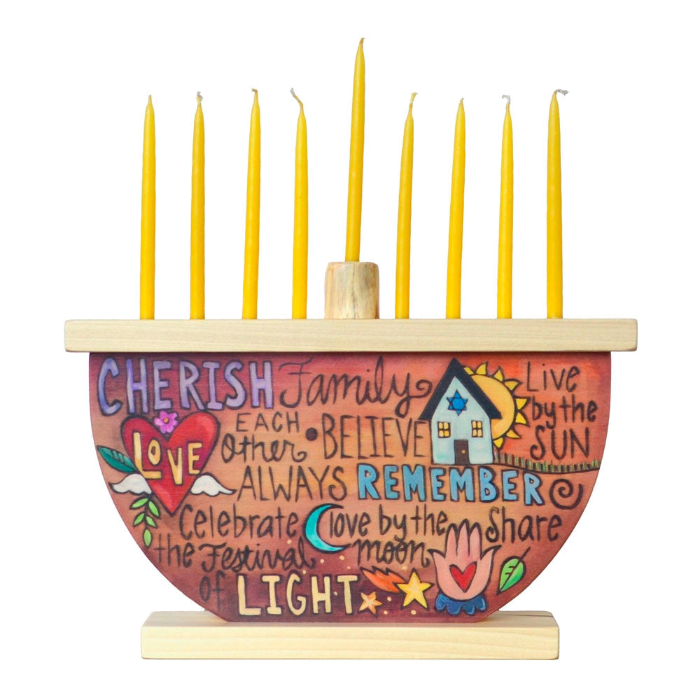 "Kindle the Light" Wooden Hanukkiah