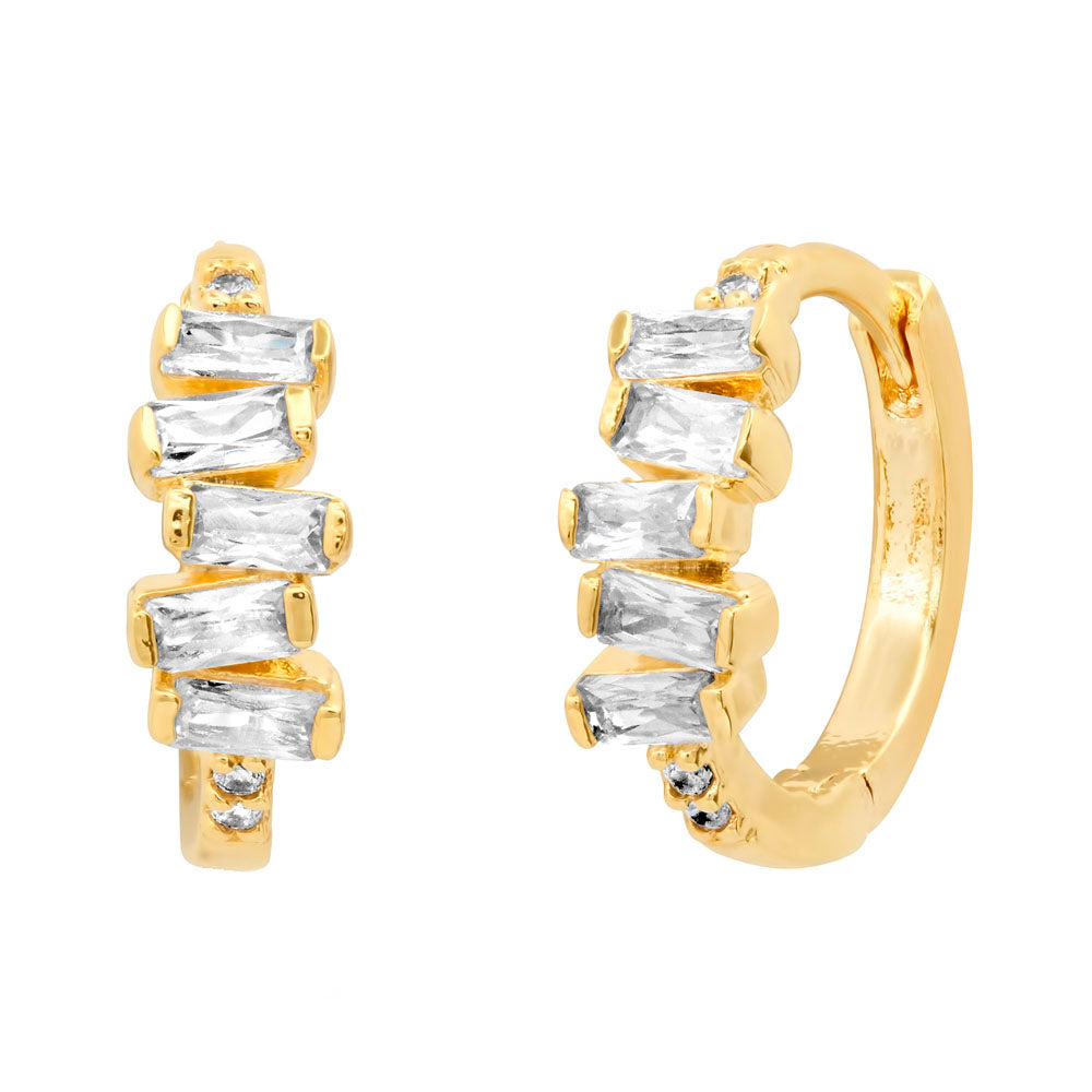 Huggie with Bezel Set Pear Charm