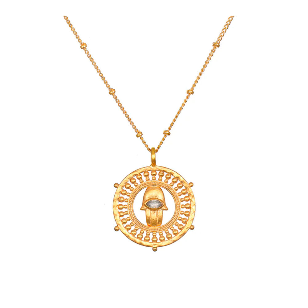 Palm of Protection Hamsa Coin Necklace