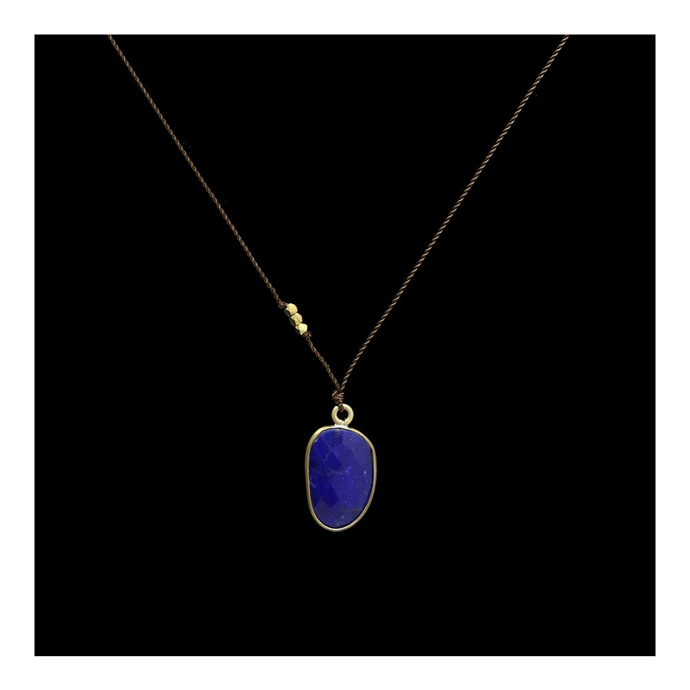 Lapis with Brass Necklace