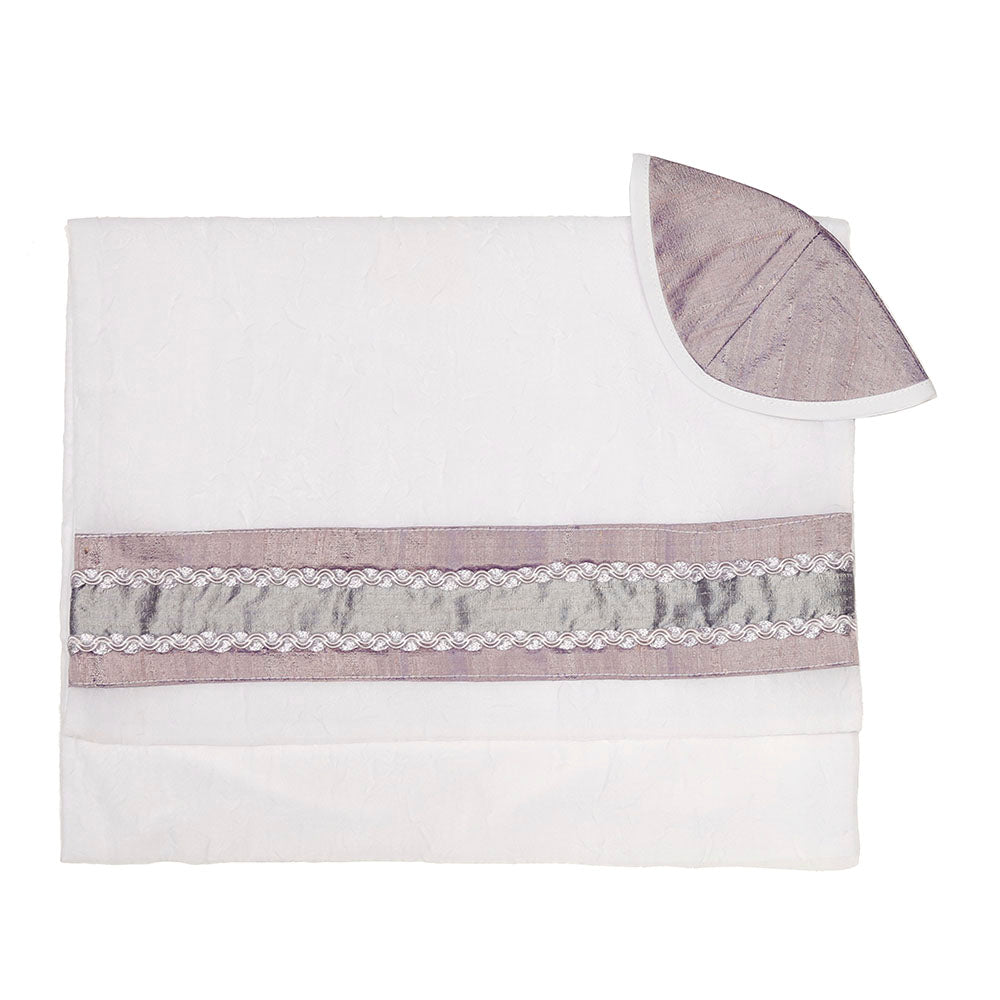 2 Tone Lavender on Silk Tallit Set