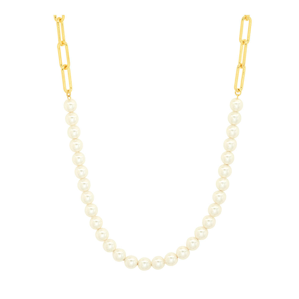 Cable Chain Necklace with Pearl Accents