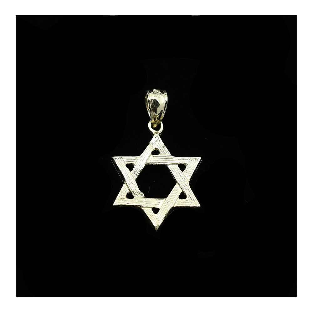14K Gold Textured Interwoven Star of David Pendant