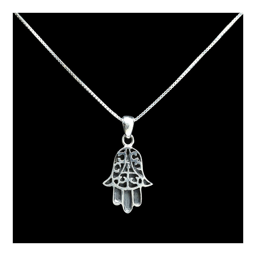 Sterling Filigree Hamsa Necklace