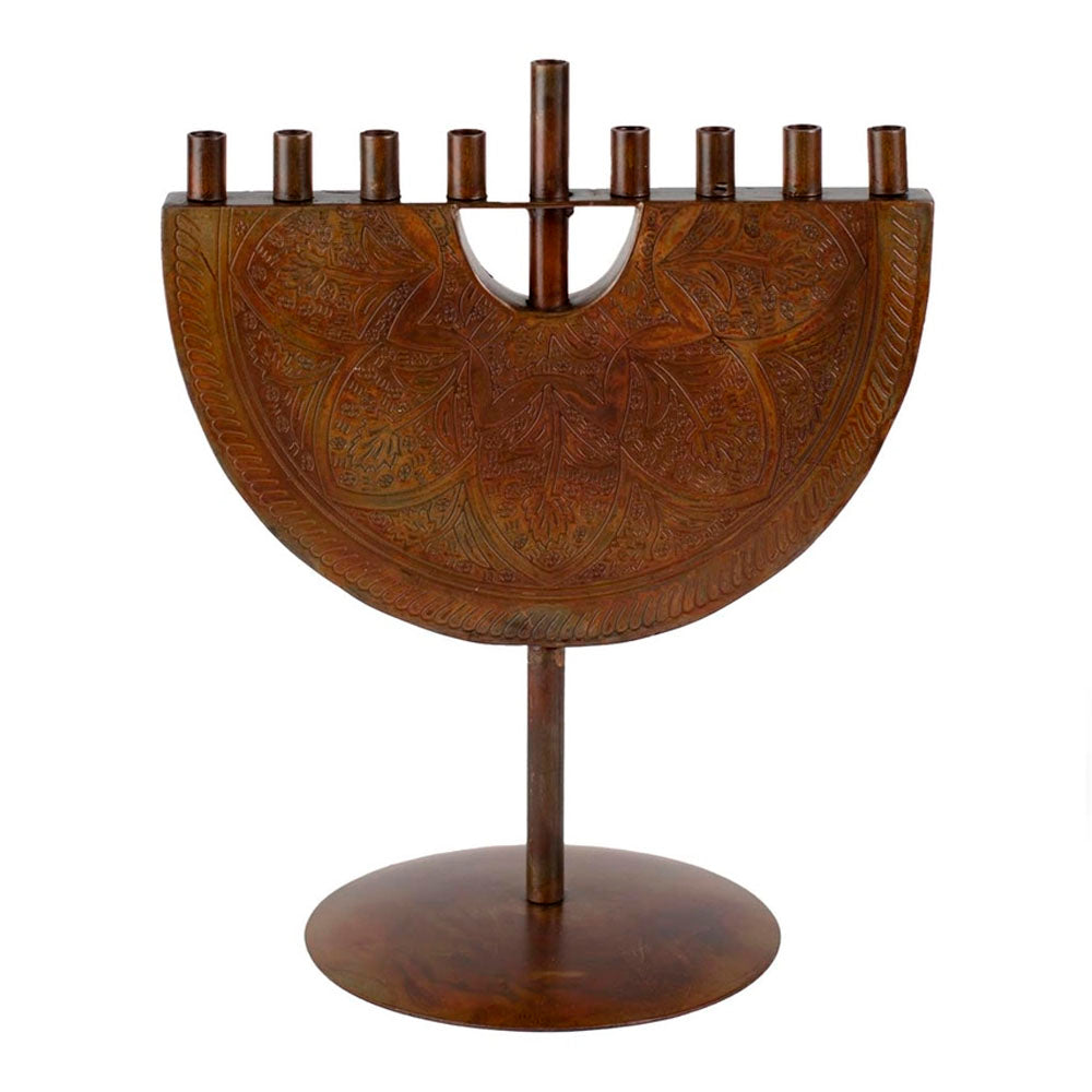 Engraved Iron Hanukkiah