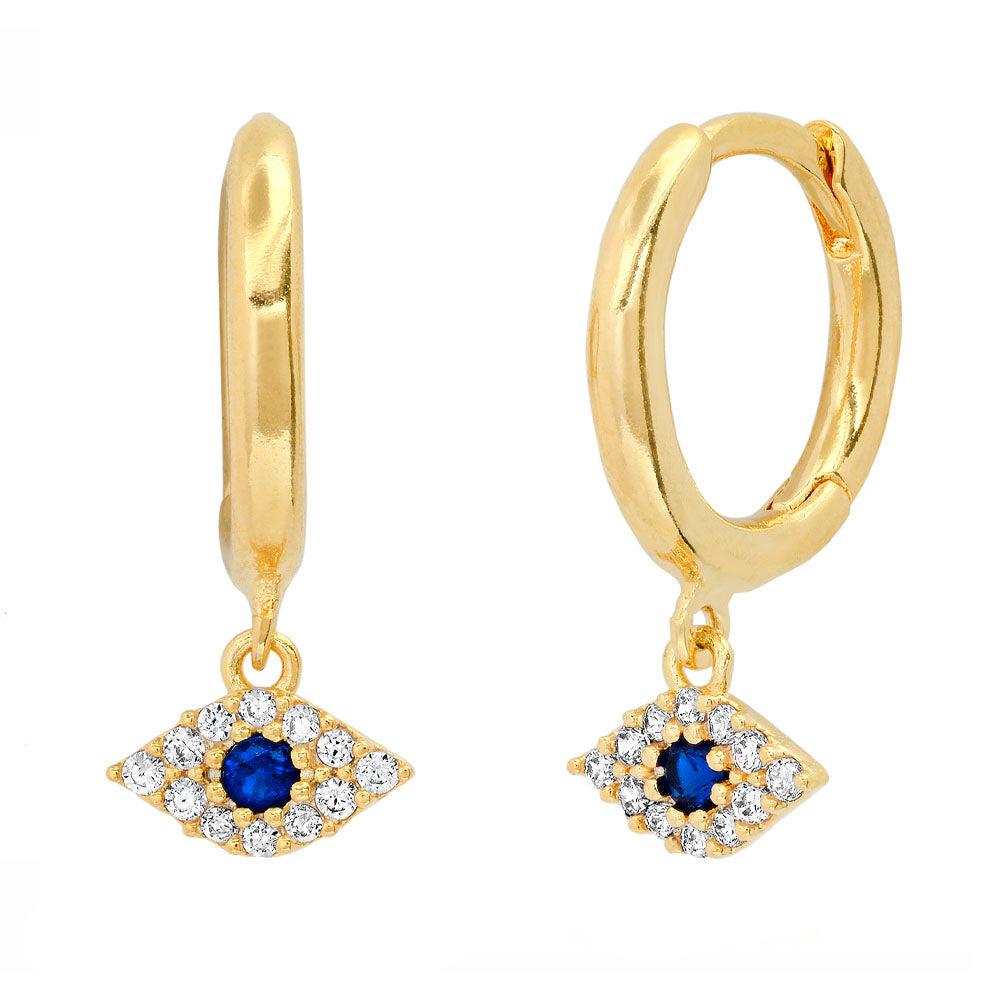 Huggies Earrings with Evil Eye Charm