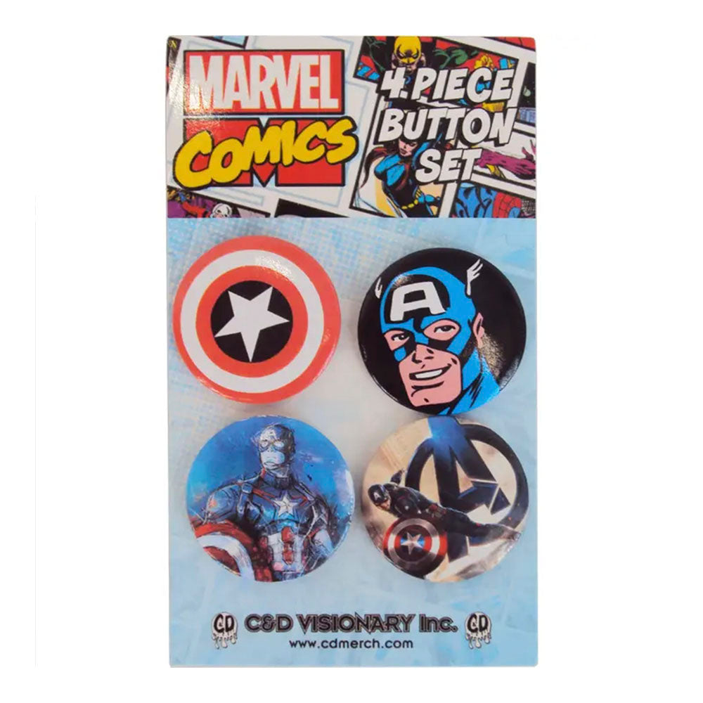 Set of 4 Captain America Button Pins