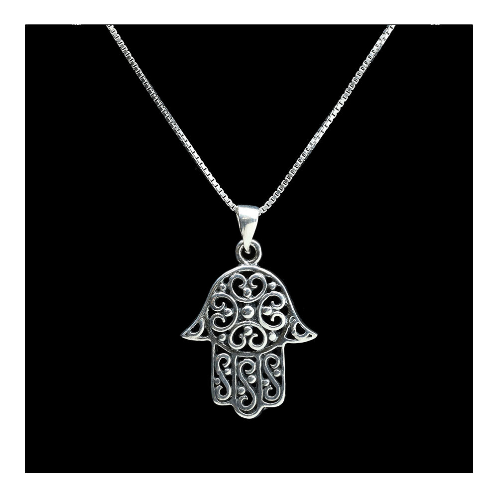 Sterling Filigree Hamsa Necklace