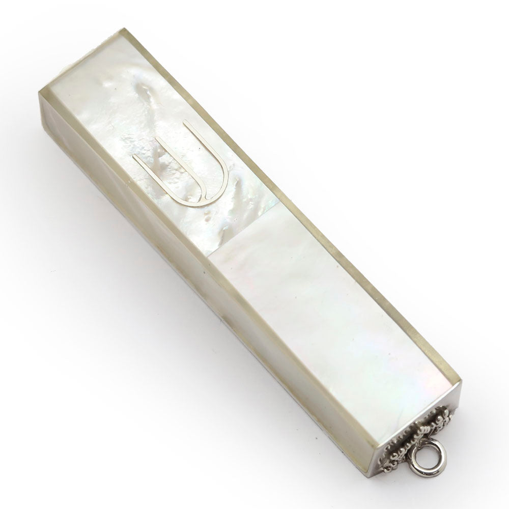 Sterling and Natural Materials Mezuzah Case 3.4"