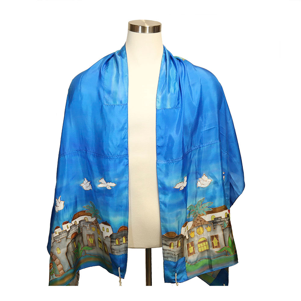 Silk Tree Tallit Set with Gray Jerusalem