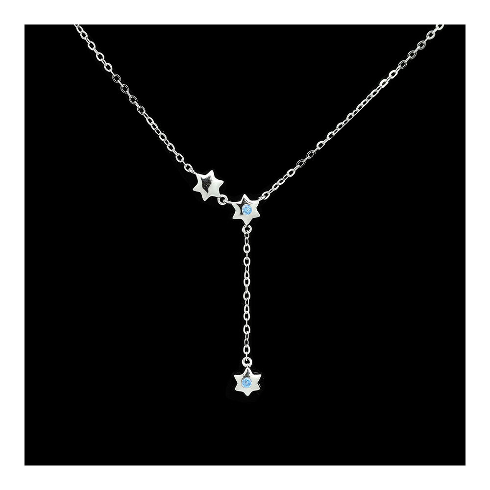 Falling Sterling Stars of David Necklace